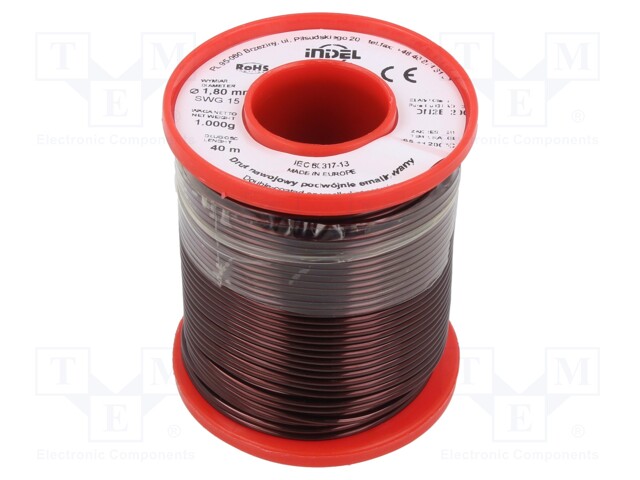 Coil wire; double coated enamelled; 1.8mm; 1kg; -65÷200°C