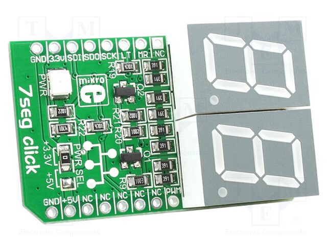 Click board; LCD display; SPI; 74HC595; mikroBUS connector