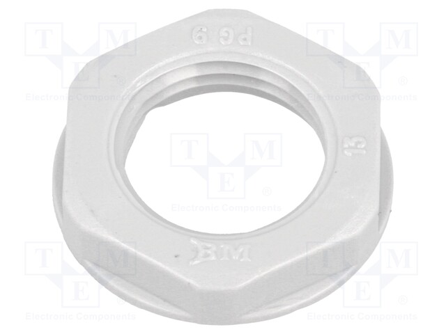 Nut; PG9; polyamide; 22mm; grey