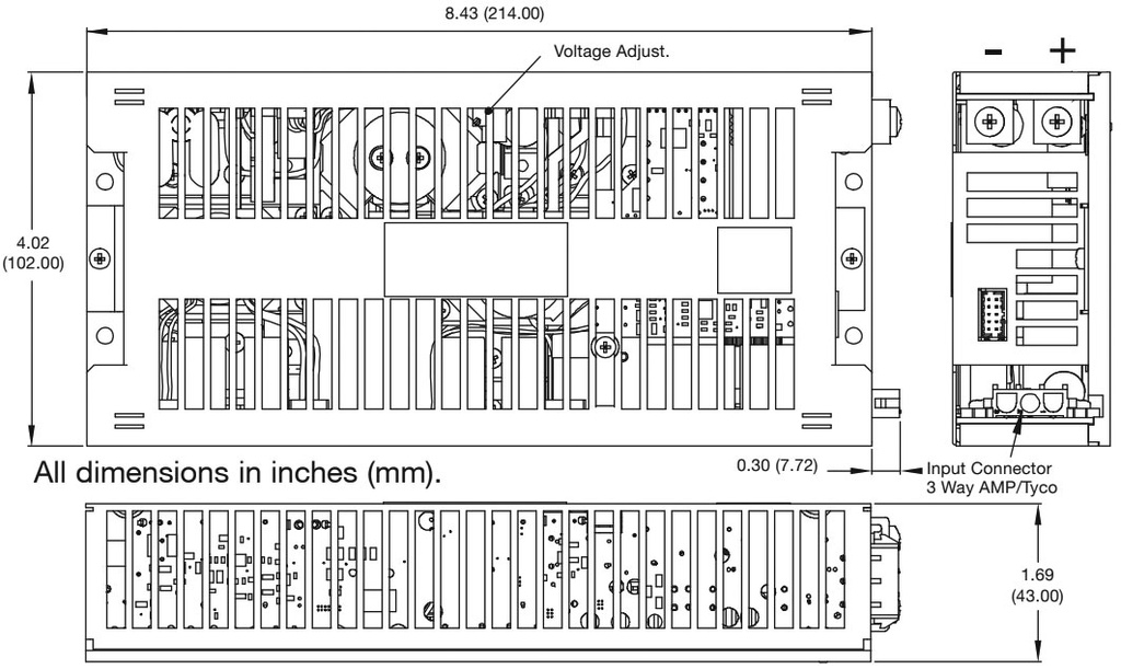 AC/DC Enclosed Power Supply (PSU), ITE, 1 Outputs, 603 W, 48 V, 12.5 A