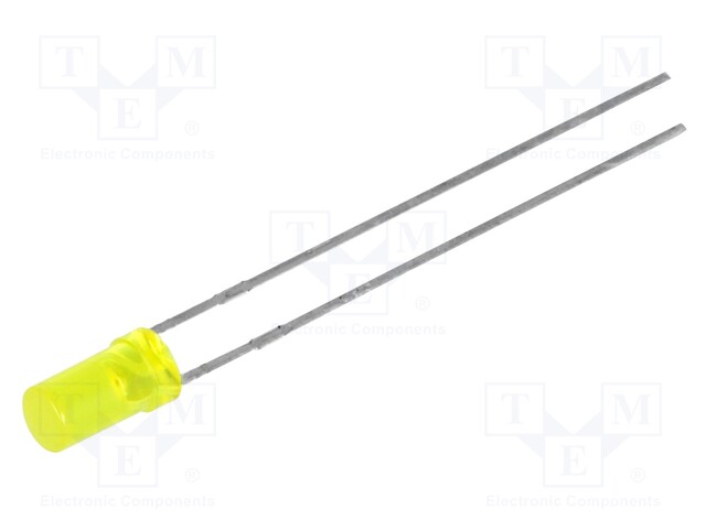 LED; 3mm; yellow; 1÷4mcd; 100°; Front: flat