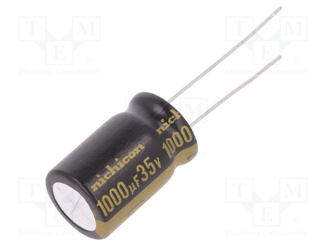 Capacitor: electrolytic; THT; 1000uF; 35VDC; Ø12.5x20mm; Pitch: 5mm