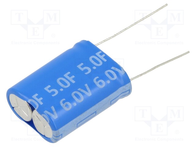 Supercapacitor; THT; 5F; 6VDC; 21x26x10mm