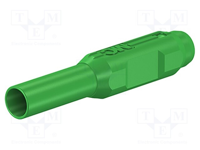 Plug; 2mm banana; green; gold-plated; Insulation: PA; Ø: 2.1mm