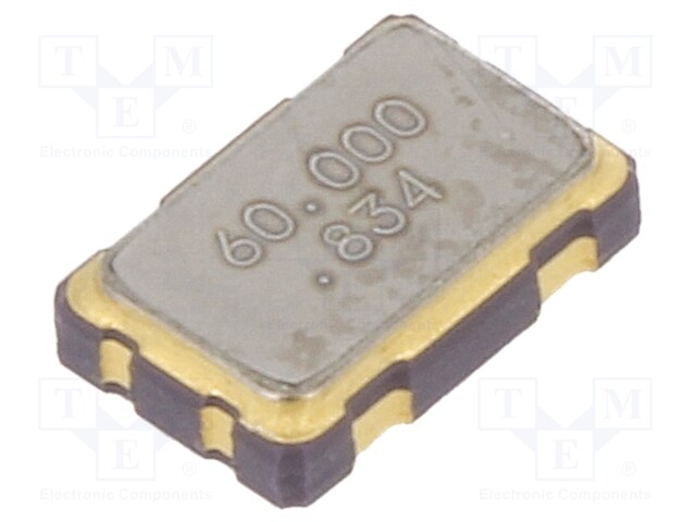 Resonator: quartz; 60MHz; 15pF; SMD; Body dim: 5x3.2x1.3mm; 10ms