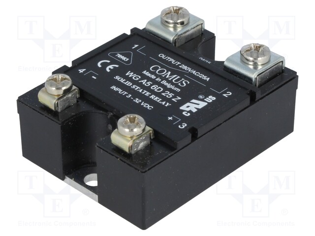 Relay: solid state; Ucntrl: 3÷32VDC; 25A; 24÷280VAC; -20÷80°C