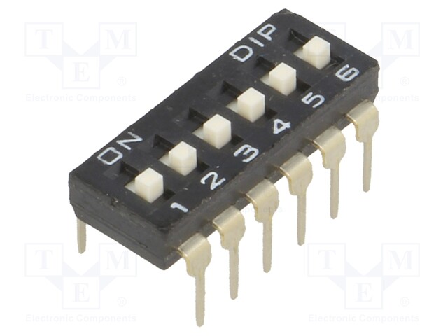 Switch: DIP-SWITCH; Poles number: 6; ON-OFF; 0.1A/24VDC; Pos: 2