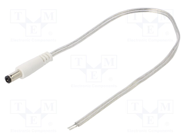 Cable; wires,DC 5,5/2,5 plug; straight; 0.5mm2; transparent