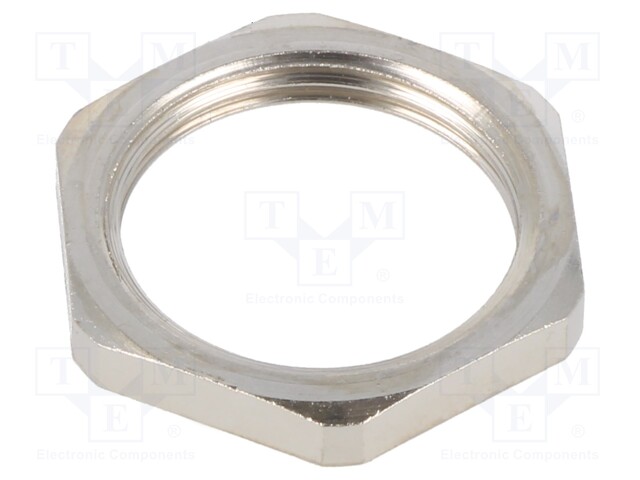 Nut; M25; brass; 30mm; Thread: metric; Pitch: 1.5; Plating: nickel