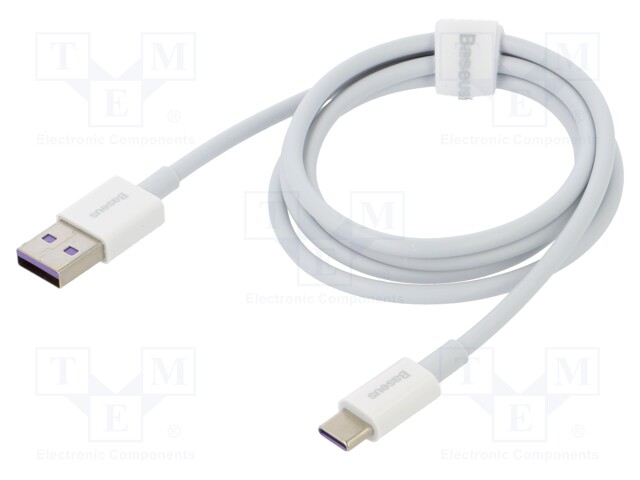 Cable; USB A socket,USB C plug; 2m; white; 66W