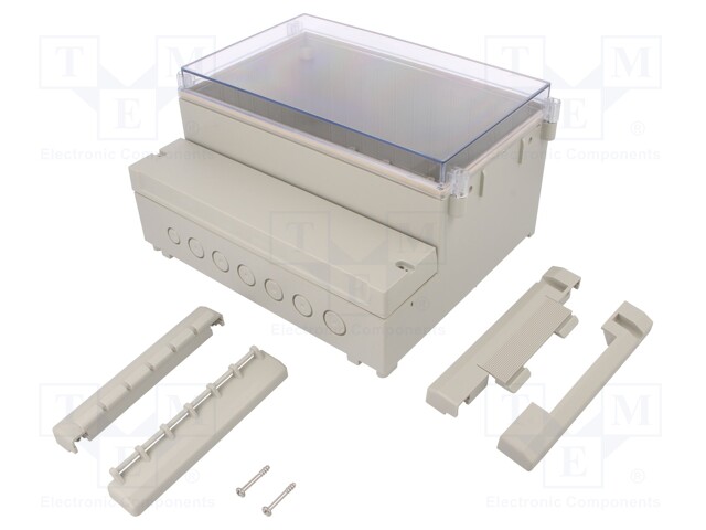 Enclosure: wall mounting; X: 256mm; Y: 217mm; Z: 132mm; ABS; grey
