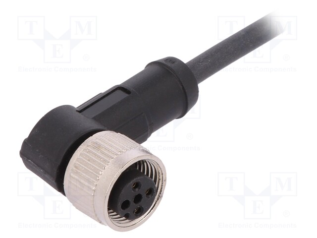 Connection lead; M12; PIN: 3; angled; 2m; plug; 250VAC; 4A; -25÷80°C