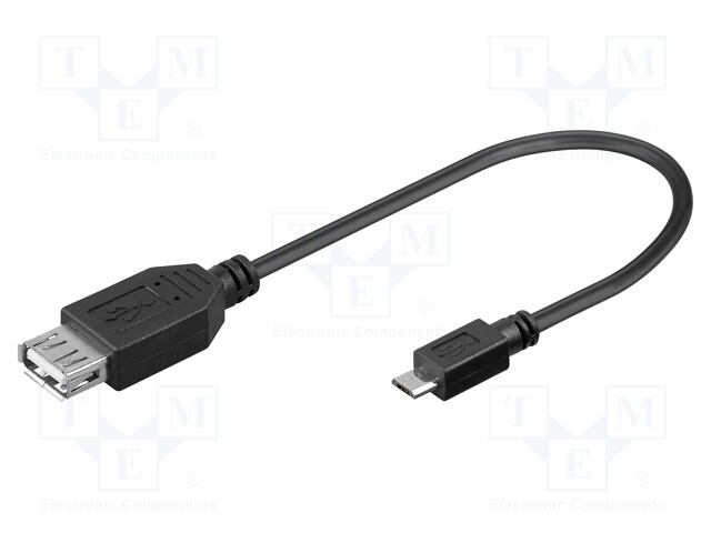 Cable; USB 2.0; USB A socket,USB B micro plug; 0.2m; black