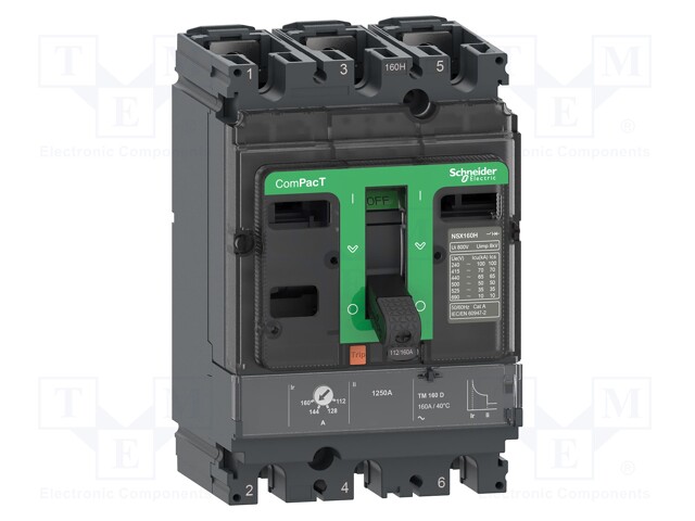 Power breaker; Poles: 3; DIN; Inom: 100A; NSX; IP40; -25÷70°C