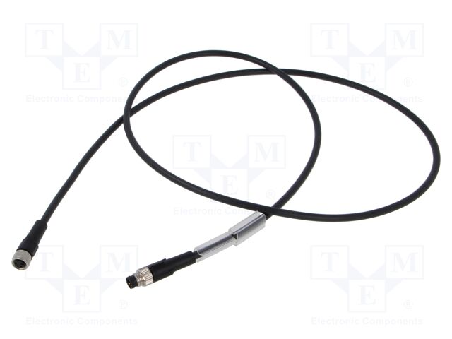 Connection lead; M8; PIN: 4; 1m; plug; 30VAC; 4A; -25÷80°C; IP65/IP67