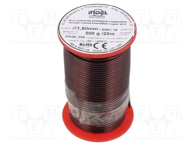 Coil wire; double coated enamelled; 1.8mm; 500g; -65÷200°C