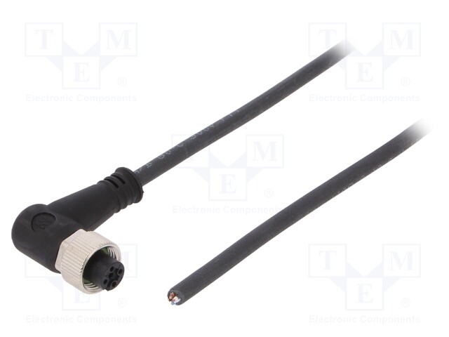 Connection lead; M12; PIN: 4; angled; 5m; plug; 250VAC; 4A; -25÷80°C