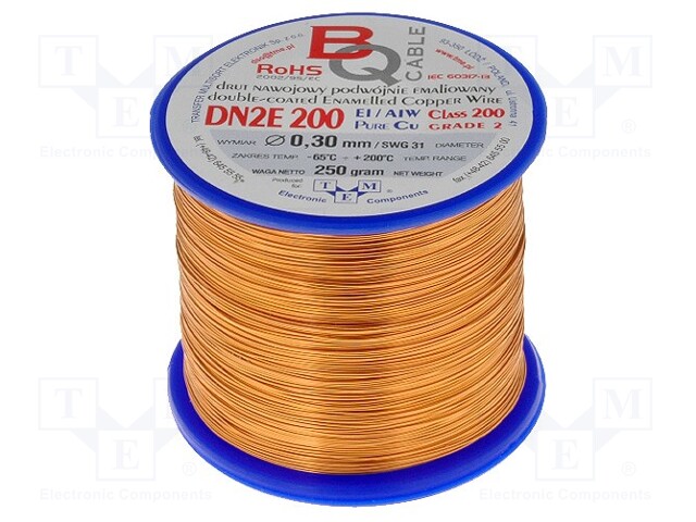 Coil wire; double coated enamelled; 0.3mm; 0,25kg; -65÷200°C