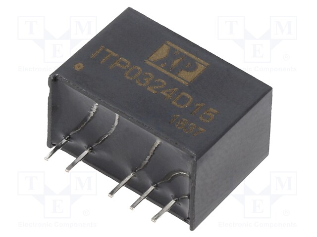 Isolated Board Mount DC/DC Converter, ITE, 2 Output, 3 W, 15 V, 100 mA, -15 V