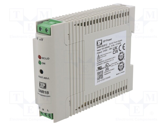 Power supply: switched-mode; 18W; 12VDC; 10.8÷13.8VDC; 1.5A; 150g