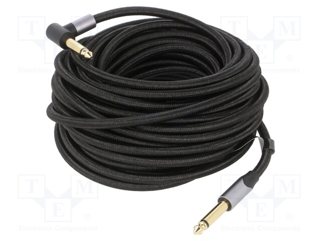 Cable; Jack 6,35mm plug,both sides; 10m; Plating: gold-plated