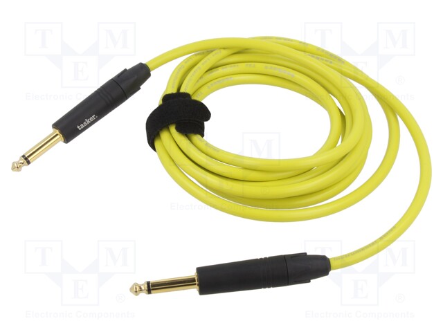 Cable; Jack 6,3mm 2pin plug,both sides; 6m; yellow; 0.25mm2