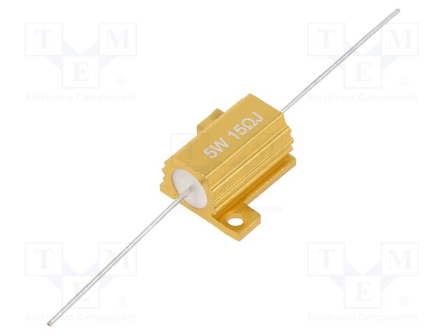 Resistor: wire-wound; with heatsink; 15Ω; 5W; ±5%; 50ppm/°C; axial