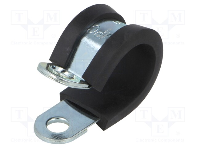 Fixing clamp; ØBundle : 15mm; W: 12mm; steel; Cover material: EPDM