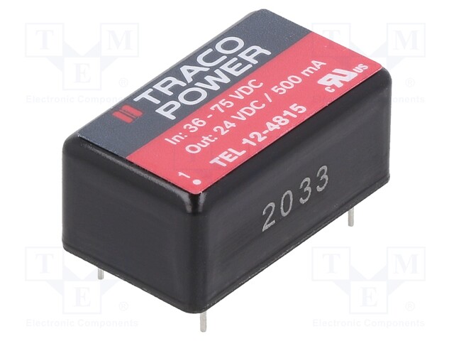 Converter: DC/DC; 12W; Uin: 36÷75V; Uout: 24VDC; Iout: 500mA; DIP16