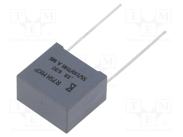 Capacitor: polypropylene; 180nF; 15mm; ±5%; 18x10x16mm; -55÷105°C