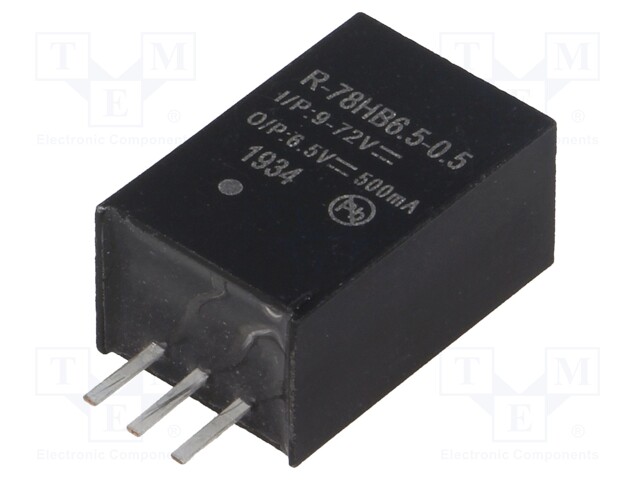 Converter: DC/DC; 3.25W; Uin: 9÷72V; Uout: 6.5VDC; Iout: 500mA; SIP3