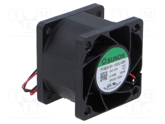 Fan: DC; axial; 12VDC; 38x38x28mm; 30.75m3/h; 57.4dBA; ball bearing