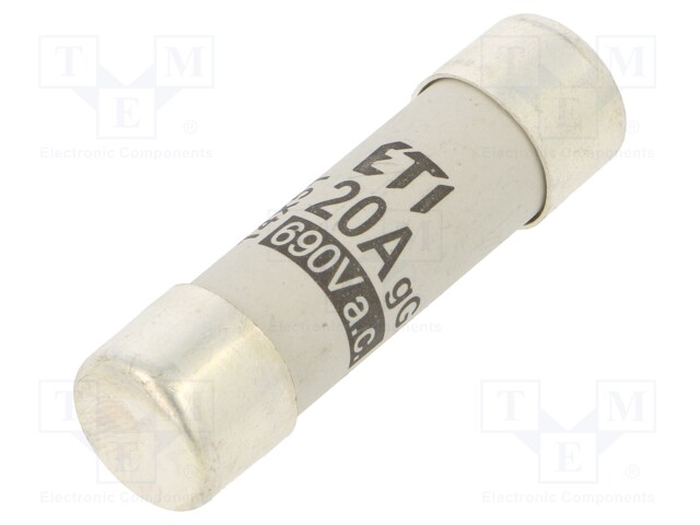 Fuse: fuse; gG; 20A; 690VAC; cylindrical,industrial; 14x51mm