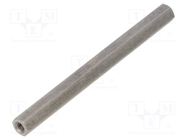 Screwed spacer sleeve; Int.thread: M3; 65mm; hexagonal