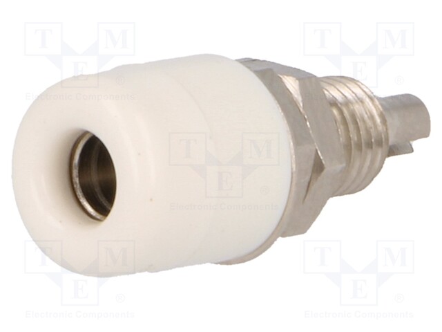 Socket; 4mm banana; 32A; 60VDC; white; nickel plated; insulated