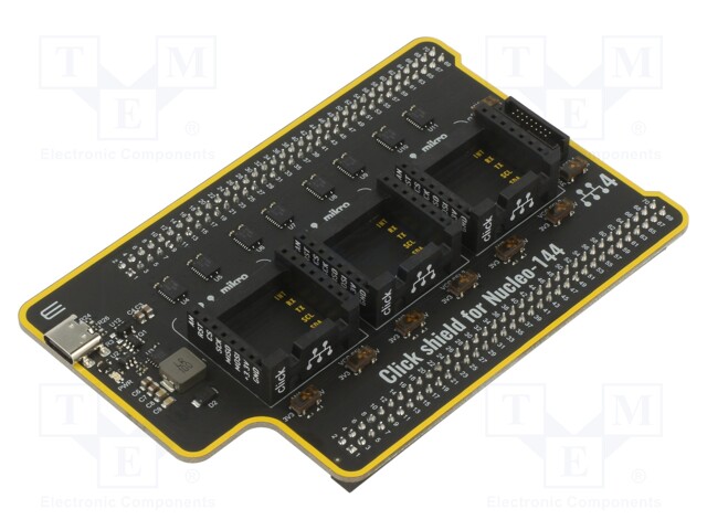 Click board; adaptor; analog,GPIO,I2C,PWM,SPI,UART; 3.3VDC,5VDC