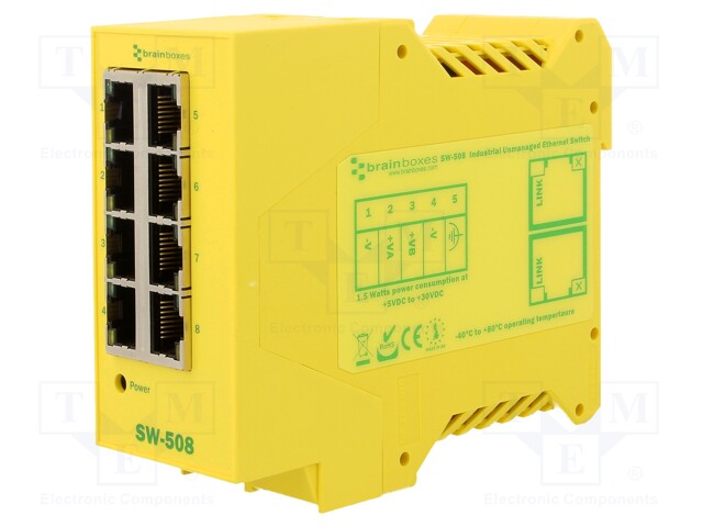 Industrial module: switch Ethernet; unmanaged; 5÷30VDC; RJ45