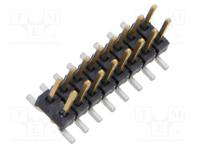 Connector: pin strips; male; PIN: 16; 2mm; gold-plated; SMT