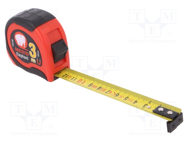 Measuring tape; L: 3m; Width: 19mm; Enclos.mat: ABS,elastolan