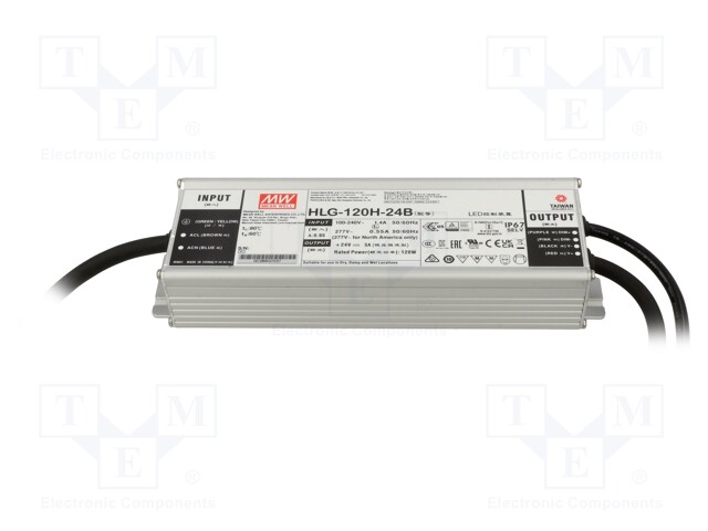 Power supply: switched-mode; LED; 120W; 24VDC; 5A; 90÷305VAC; IP67