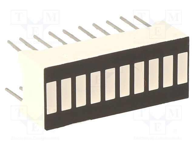 Display: LED; bargraph; red (4x) / green (3x) / blue (3x); 50mcd