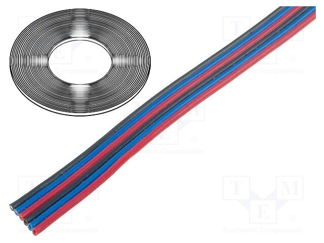 Wire: ribbon; stranded; Cu; 6x0,35mm2; unshielded; PVC; 150V; 50m