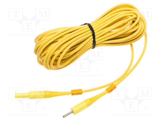 Test lead; banana plug 4mm,both sides; Len: 10m; yellow