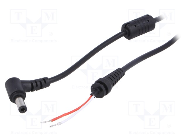 Cable; wires,DC 5,5/2,1 plug; angled; 0.5mm2; black; 1.2m