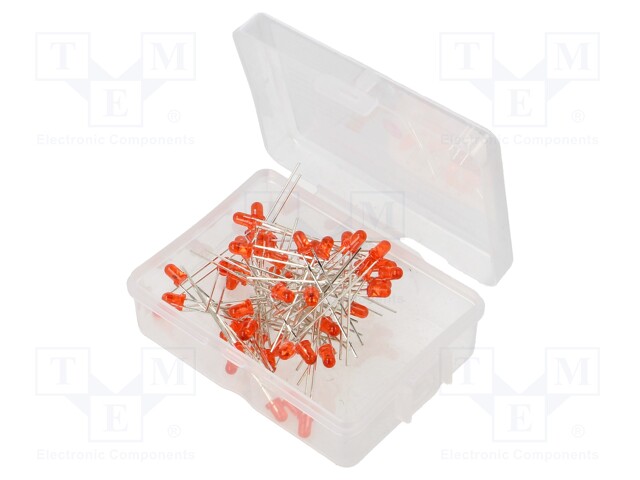 Kit: LED; 3mm; THT; 50pcs; red; 3÷15V; Kit: LED diode red x50; 8mA