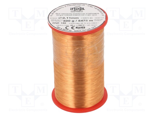 Coil wire; single coated enamelled; 0.112mm; 500g; -65÷155°C