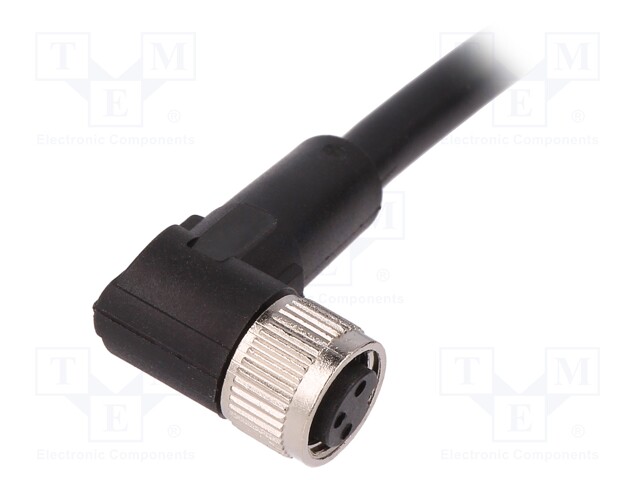 Connection lead; M8; PIN: 3; angled; 10m; plug; 60VAC; 4A; -25÷80°C