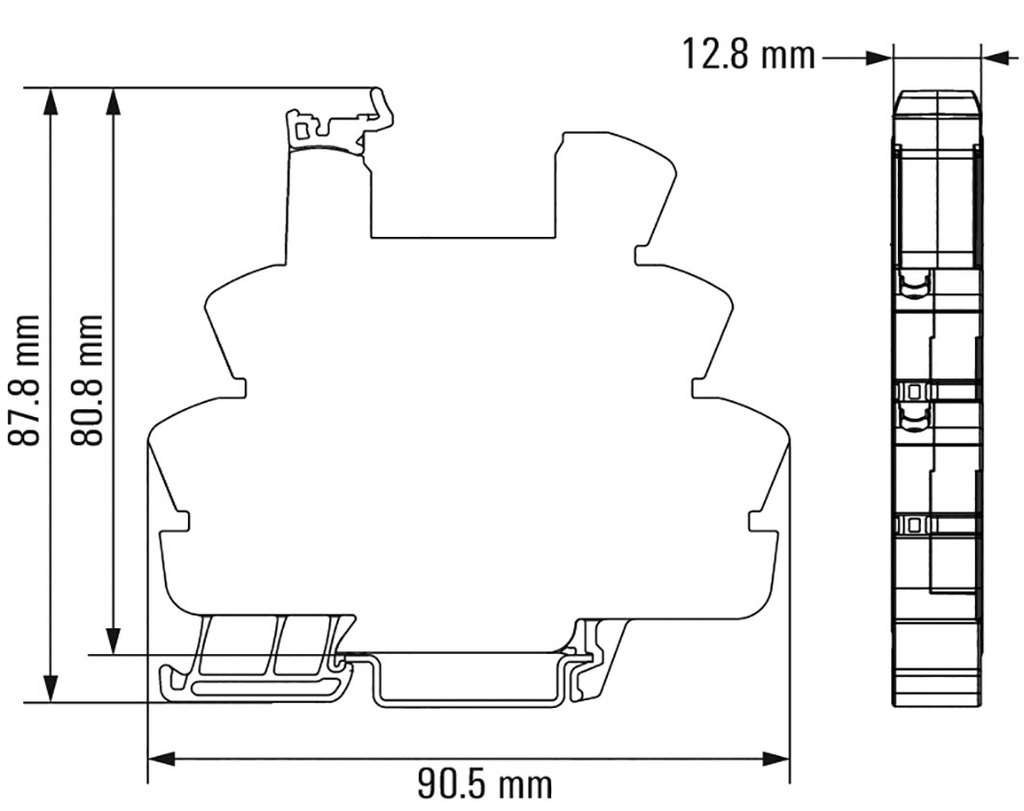 Socket; 10A; DIN; Leads: spring clamps; -40÷60°C; 87.8x90.5x12.8mm