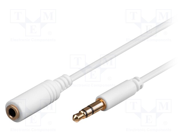 Cable; Jack 3.5mm 3pin socket,Jack 3.5mm 3pin plug; 1m; white