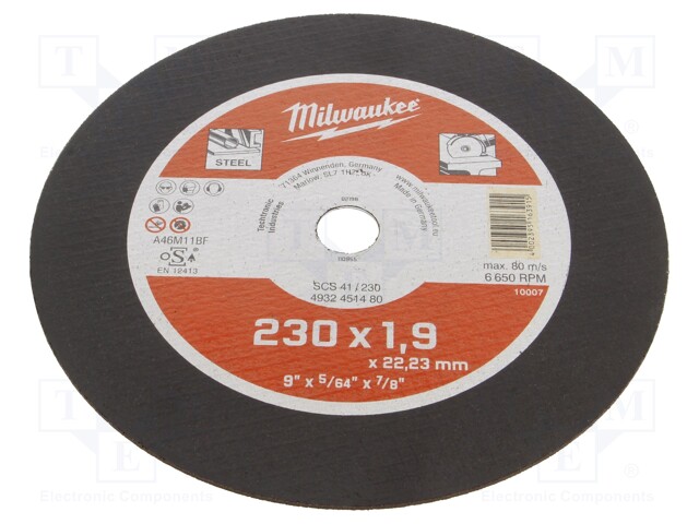 Cutting wheel; Ø: 230mm; Øhole: 22.2mm; Disc thick: 1.9mm